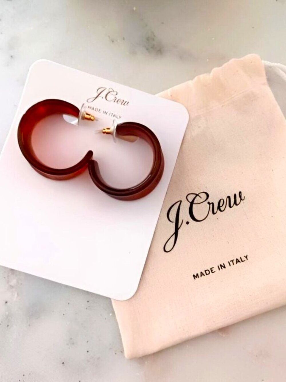 J. Crew Armond Concave Chunky Hoop Earrings Tortoise 1.5" NWT